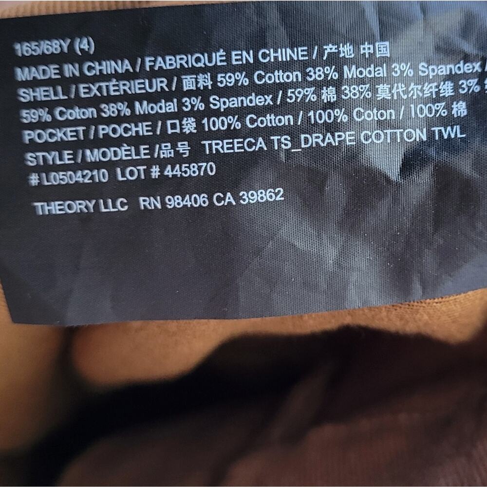 Theory Treeca Pant In Cotton Twill In Cedar Size 4 - image 5